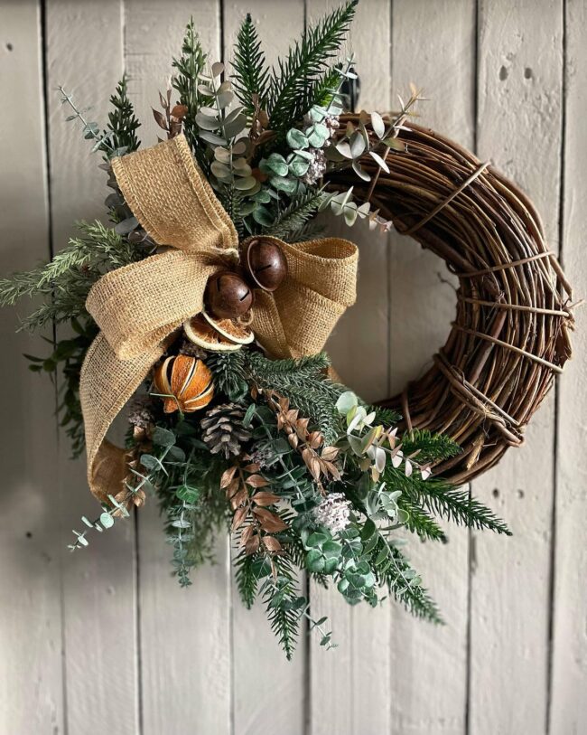 Farmhouse-Style Wreath with Eucalyptus & Burlap