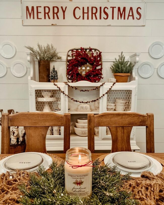 A Farmhouse Dining Space with Holiday Details