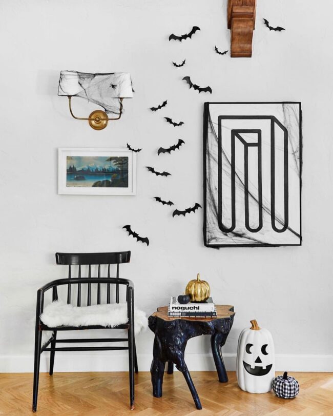 Black and White Halloween Corner Display