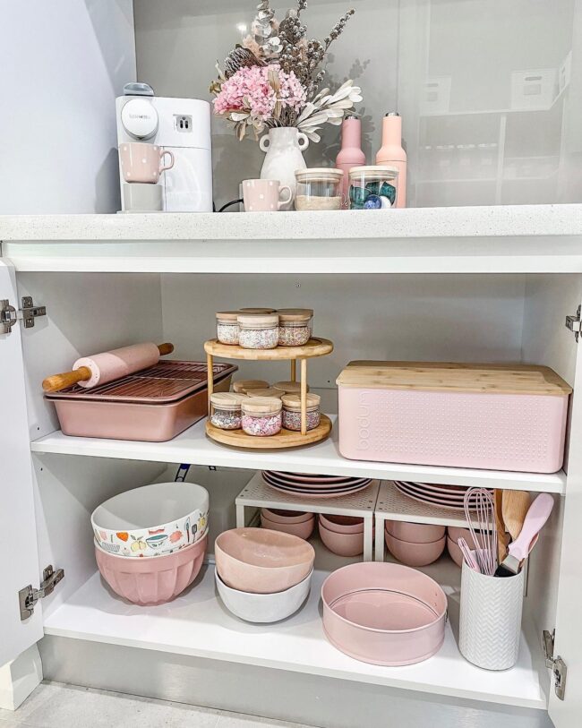 Functional and Chic Open Cupboard Storage