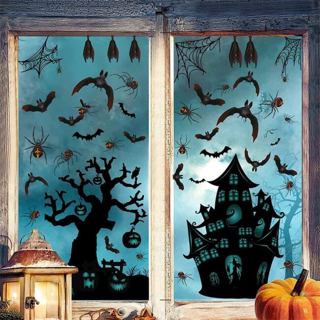 Haunted House with Bat Motif