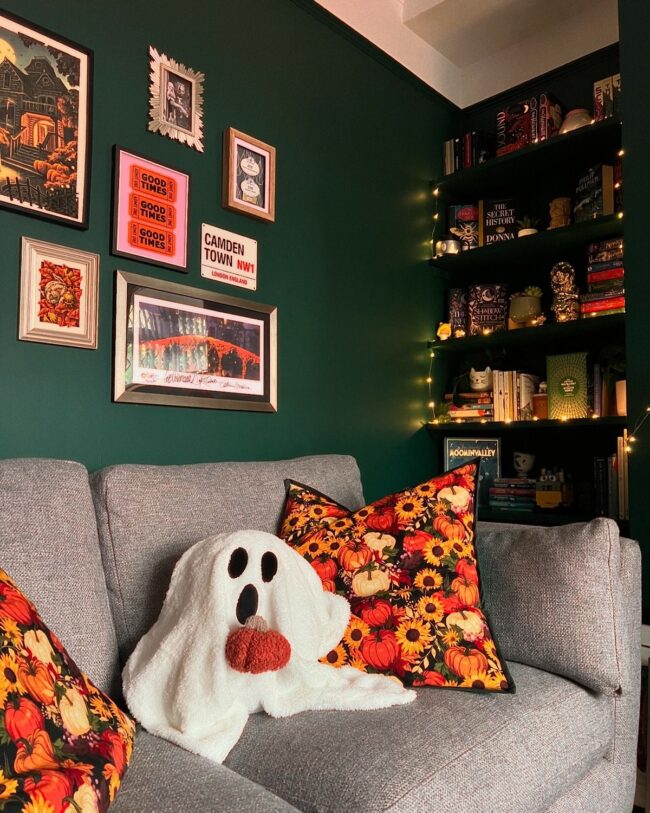 Halloween Wall Art Paired with a Cozy Sofa