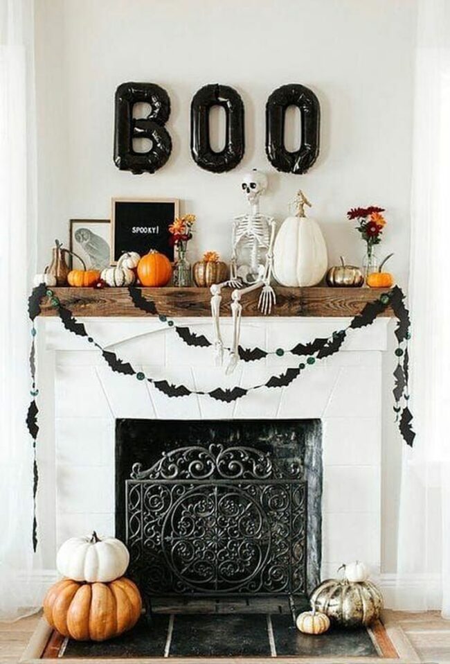 BOO-Themed Mantle Decor Display