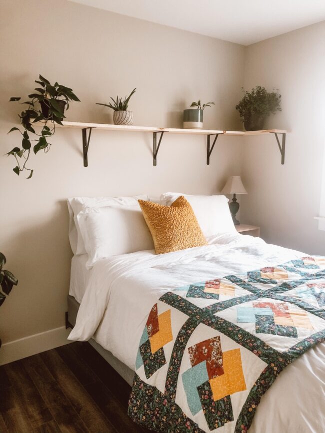 Over-Bed Shelf with Greenery Accents