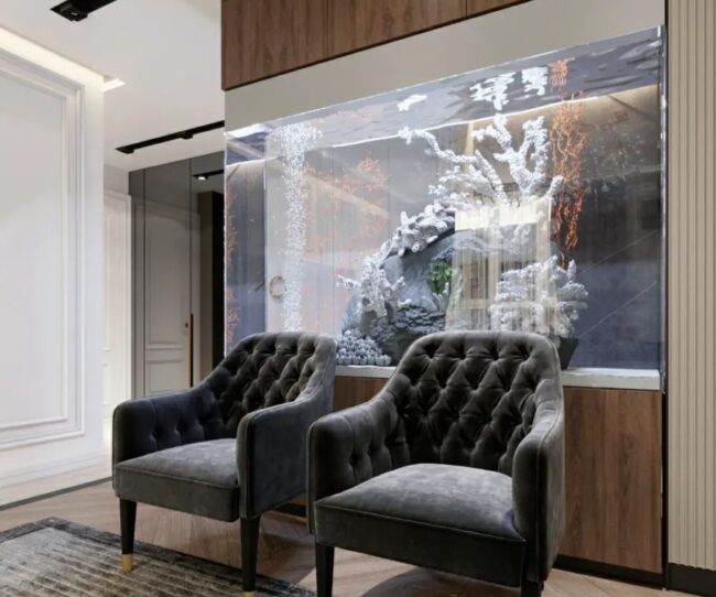 Elegant Lounge Area with Fish Tank