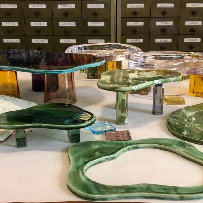 Playful and Colorful Glass Table Designs