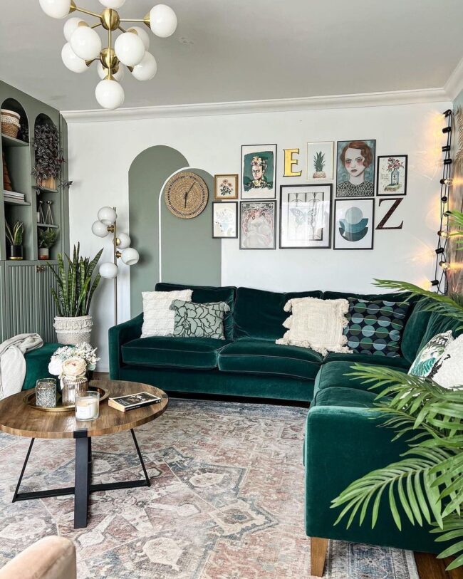 Timeless Green Artistry in Eclectic Design