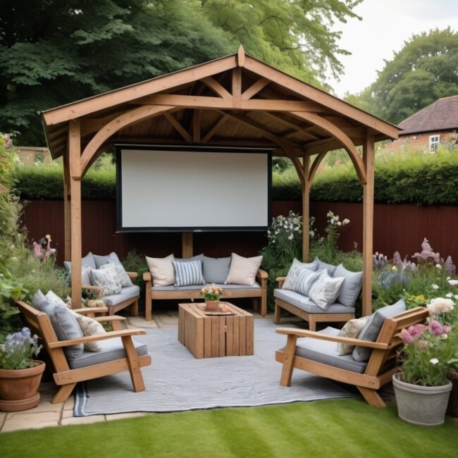 Elegant Pergola Movie Experience