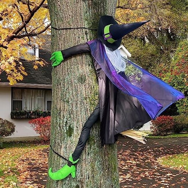 Witch Crashing into the Tree Display