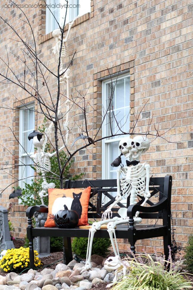 Chilling Skeleton Bench Scene