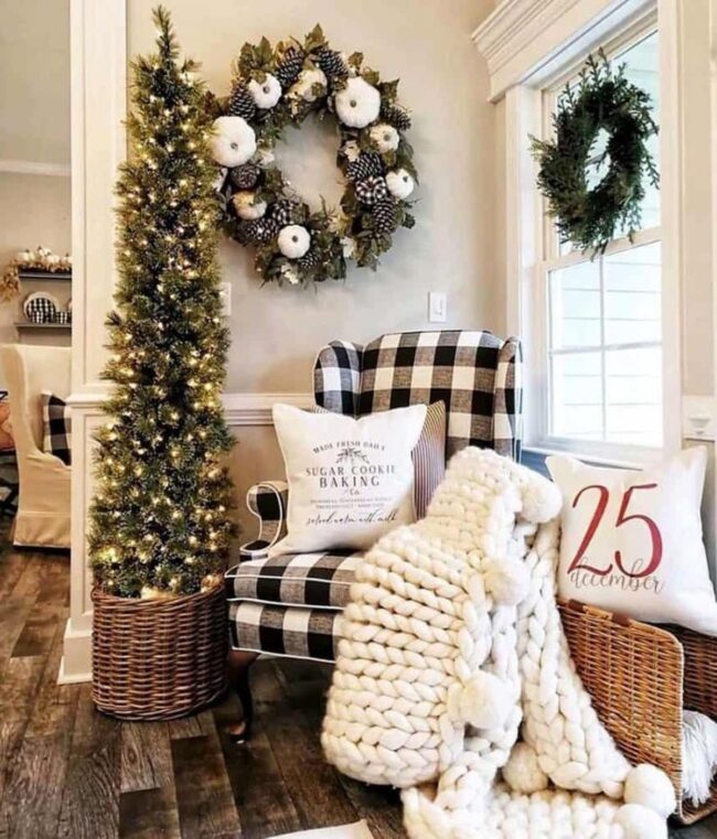 A Warm Reading Nook with Holiday Cheer