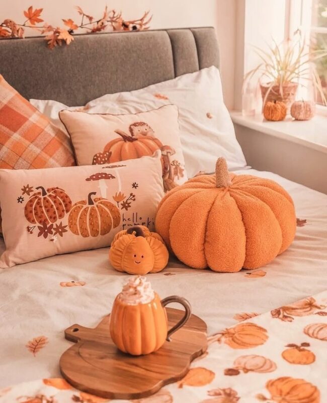 Pumpkin-Themed Bedroom Accent