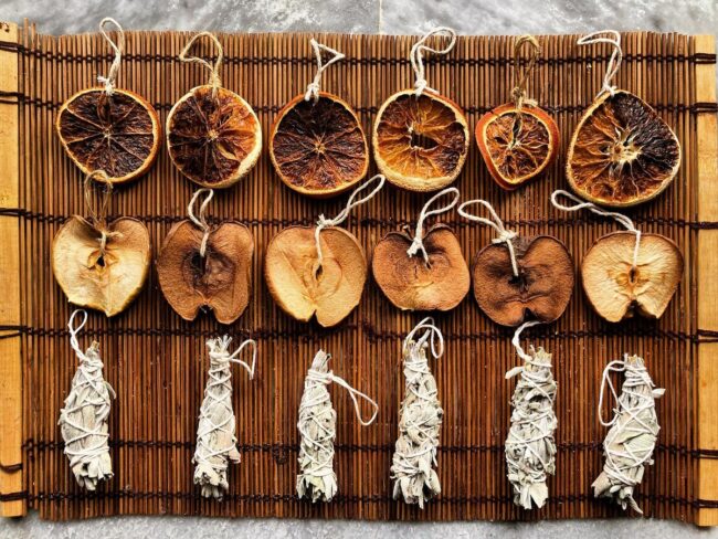 A Bundle of Dried Citrus & Sage for Holiday Decor