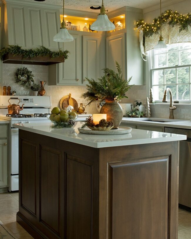 Classic Christmas Kitchen with Rustic Accents