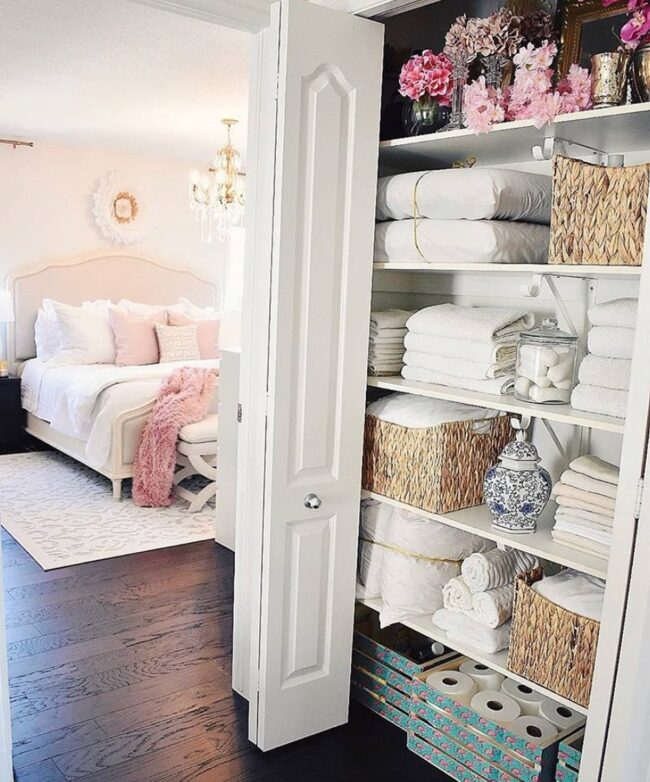 Inviting and Chic Linen Storage