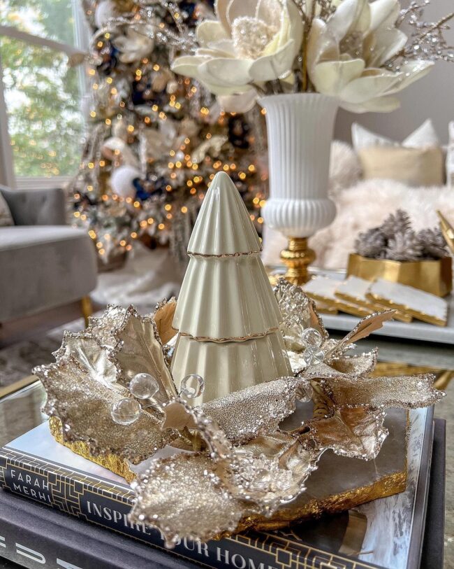 A Living Room with Shimmering Holiday Accents