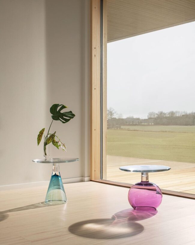 Bright Glass Side Tables in Open Spaces