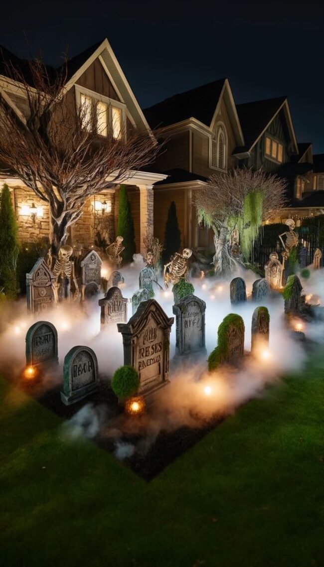 Spooky Graveyard Scene Setup