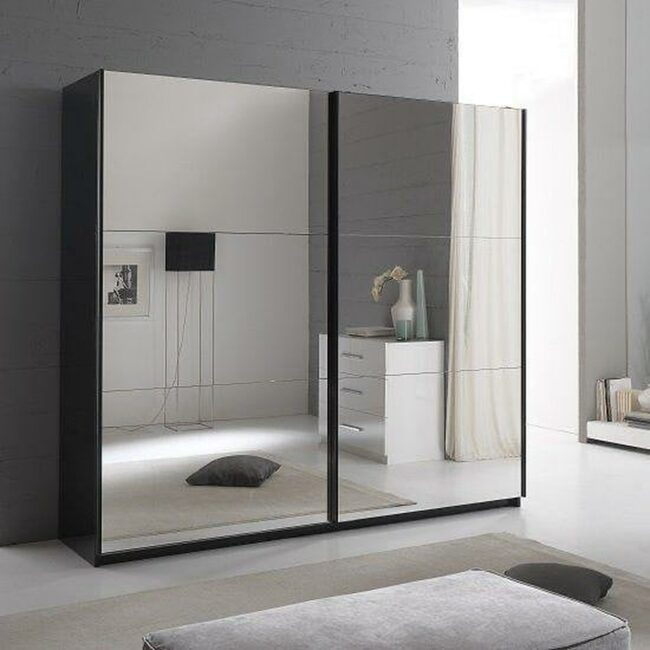 Sleek All-Mirror Wardrobe Design