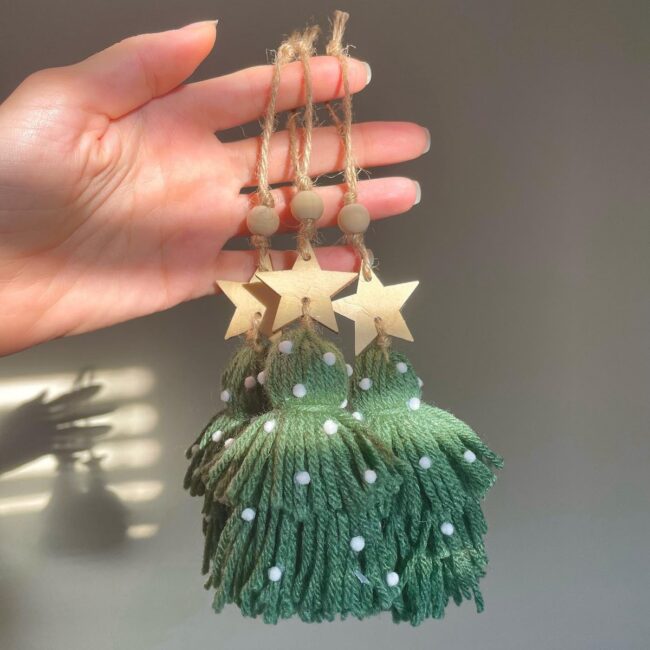 Boho Christmas Tree Decor with Tassel Accents