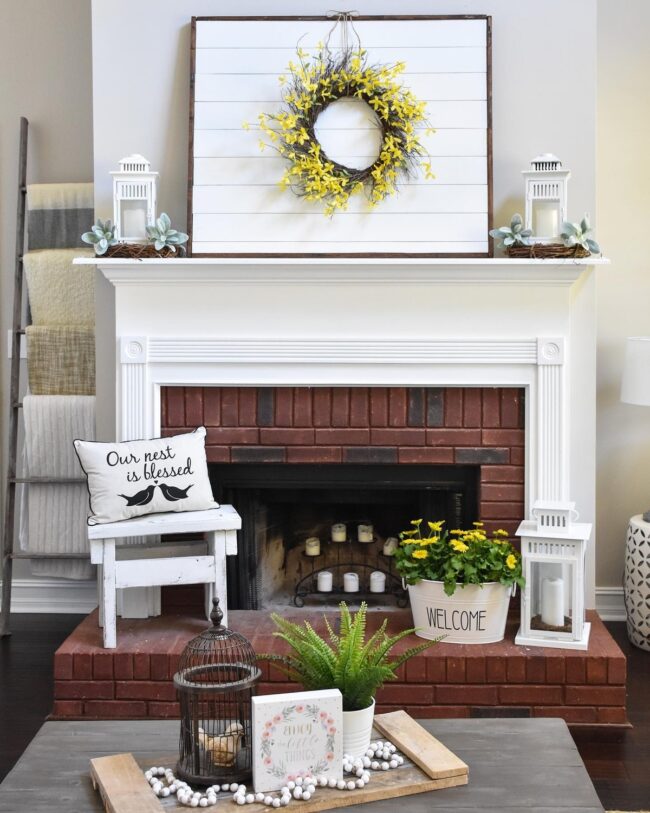 Rustic Farmhouse Spring Fireplace Inspiration