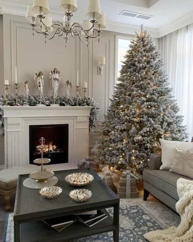 A Frosted White Tree for a Dreamy Holiday Look