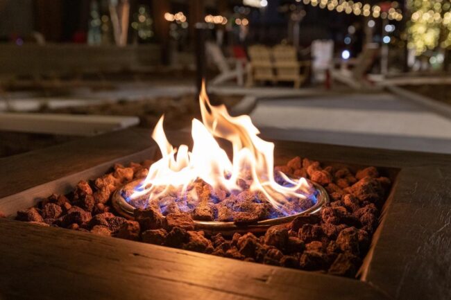 Modern Gas Fire Pit with Lava Rocks