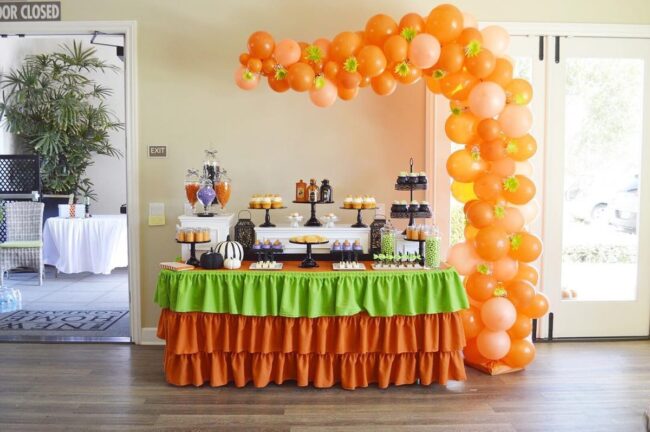 Orange and Green Halloween Dessert Table