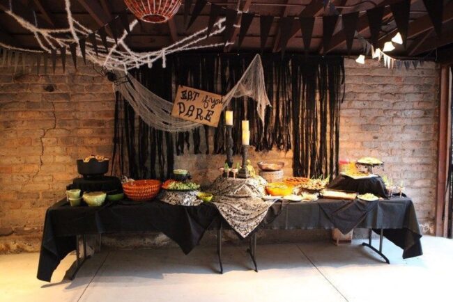 Spooky Buffet Halloween Party Setup