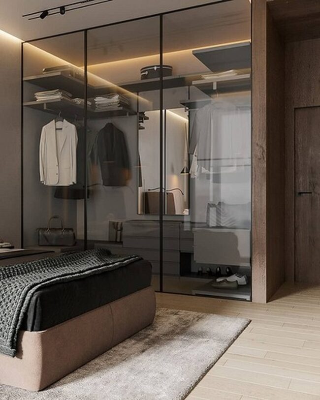 Glass-Walled Walk-In Closet