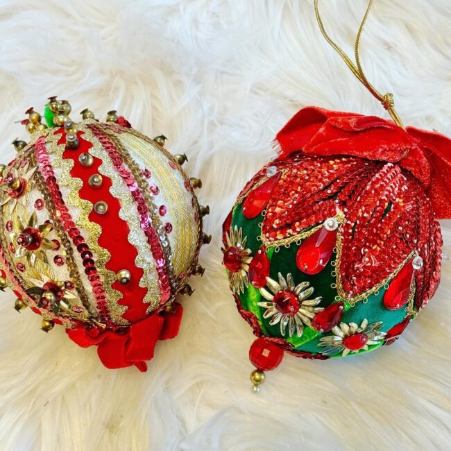 Handcrafted Holiday Ornaments with Beaded Accents