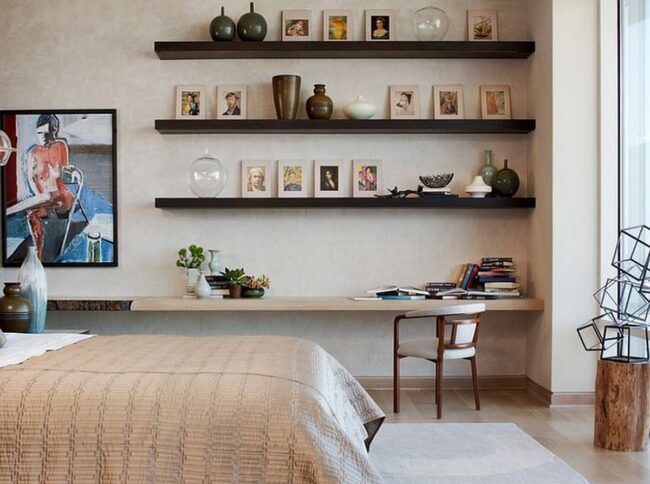 Wide Floating Shelves for Displaying Art