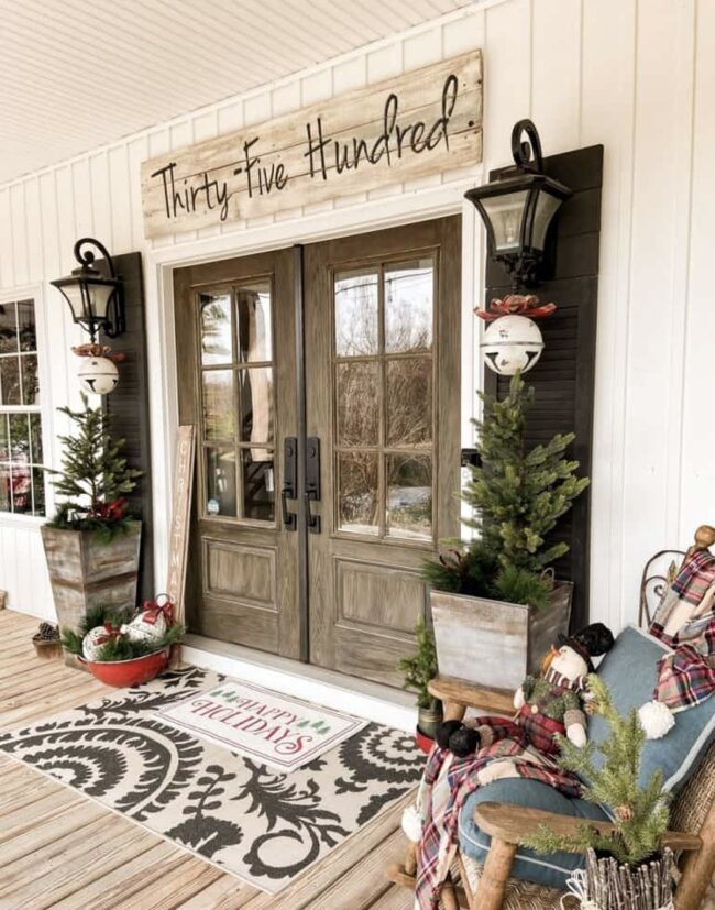 A Festive Porch with Rustic Charm