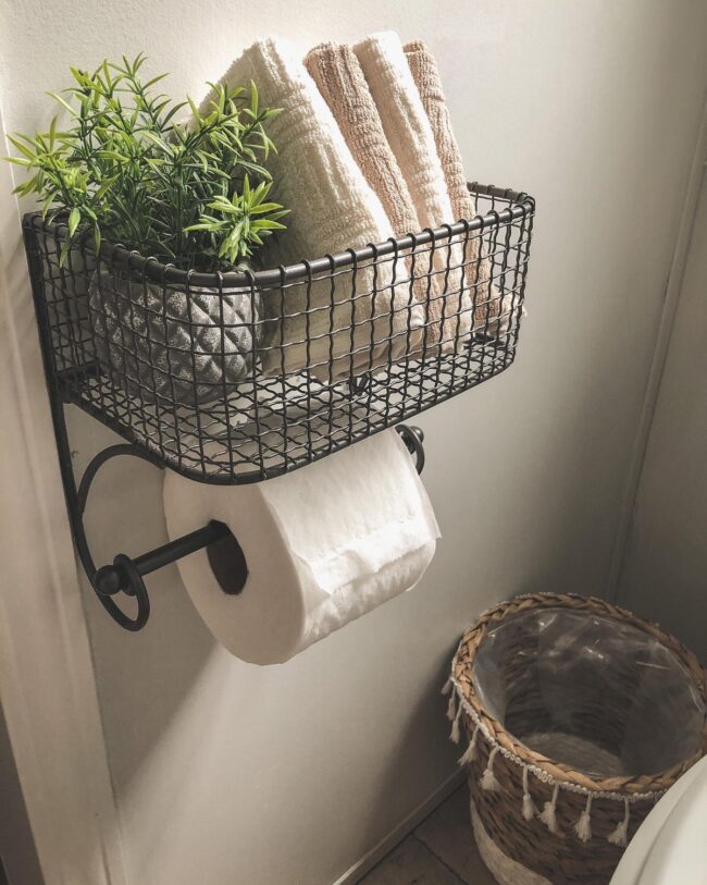 Wall Basket with Integrated Roll Holder