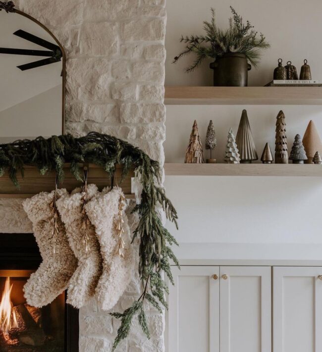 A Classic Fireplace with Cozy Stockings