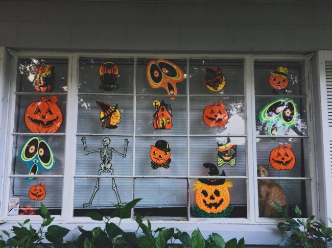 Vintage Halloween-Inspired Window Art