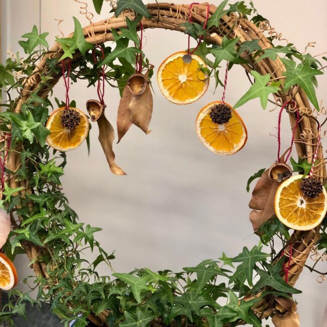 A Festive Wreath with Dried Orange Slices