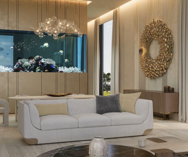 Luxurious Large Fish Tank in a Spacious Living Room