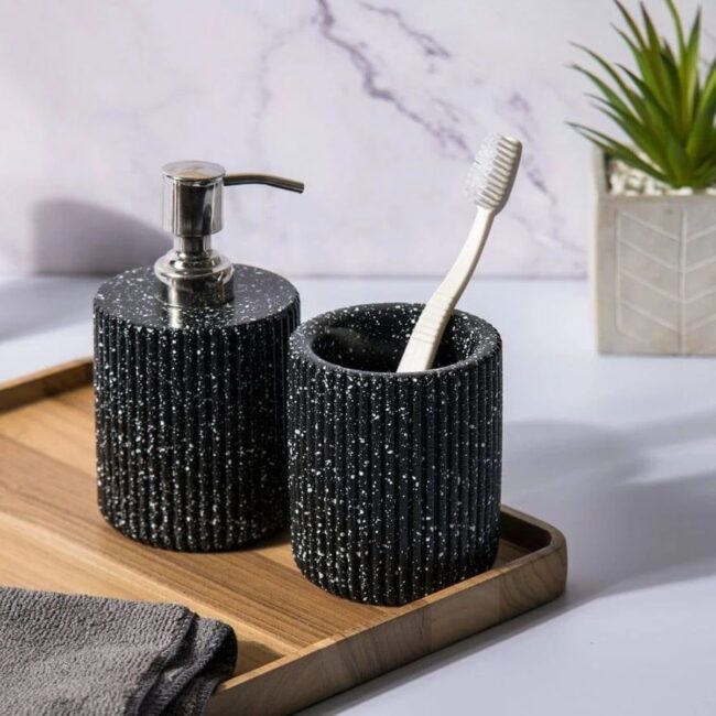 Speckled Black Modern Bathroom Set