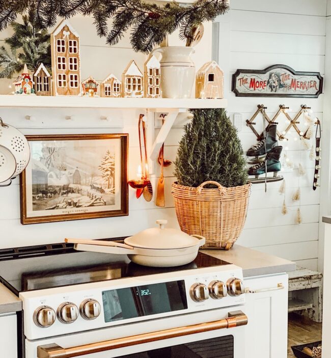 A Farmhouse Kitchen with Soft Christmas Touches