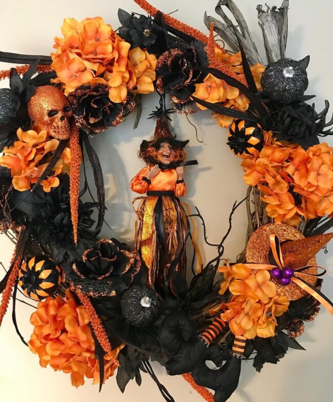 Witchy Pumpkin Halloween Wreath