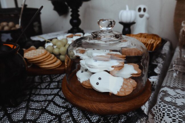 Ghost Cookies Under Glass Dome