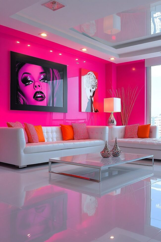 Dynamic Neon Pink Art Space