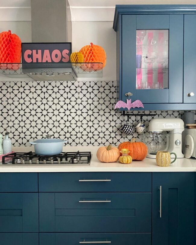 Blue Kitchen with a Dash of Chaos