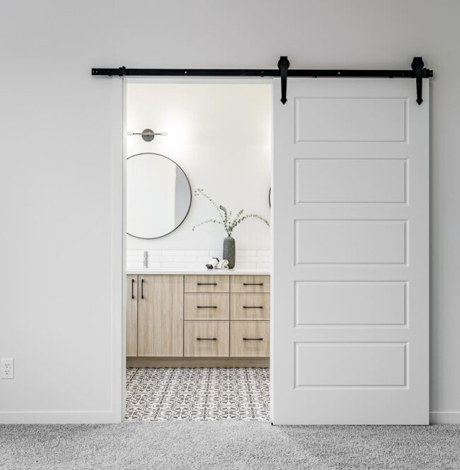 Elegant Vanity with Sleek Barn Door