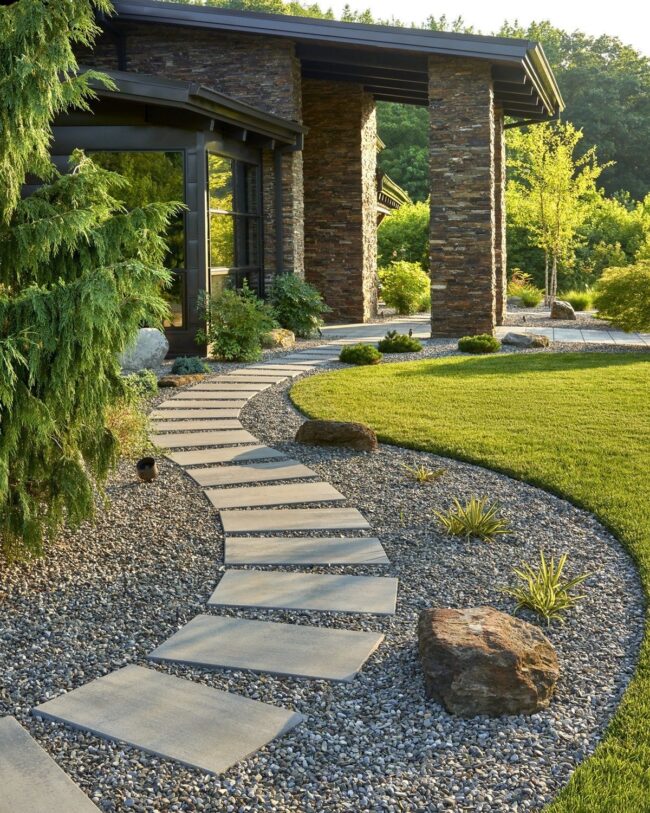 A Serene Pathway Leading to Modern Architecture