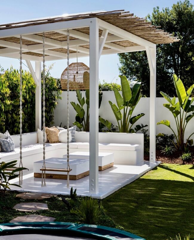 Chic Pergola Featuring Relaxing Swing Seats