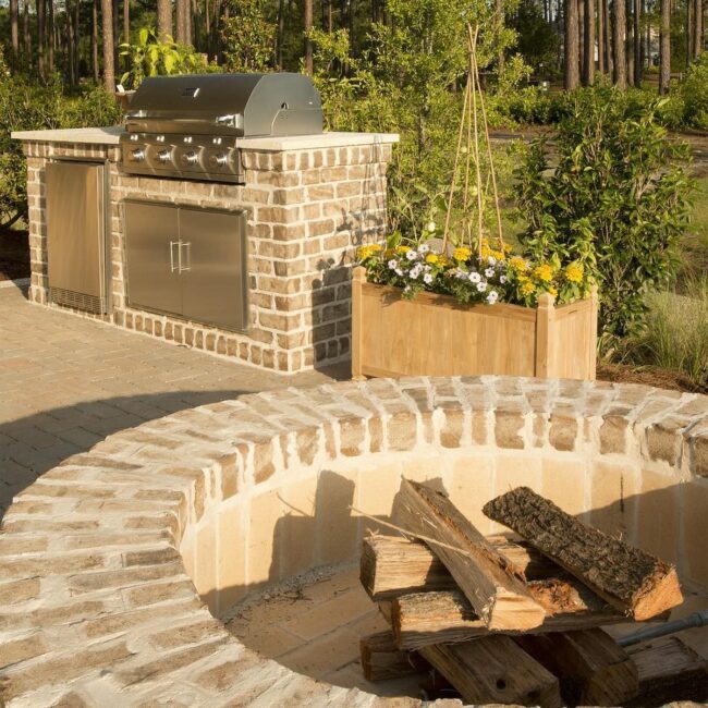 Rustic Brick Fire Pit Perfect for Cooking