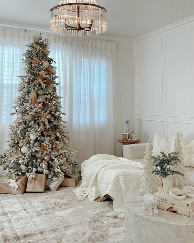 A Serene Bedroom with Soft Holiday Decor