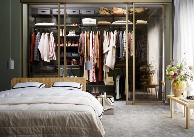 Open Closet with Sliding Doors